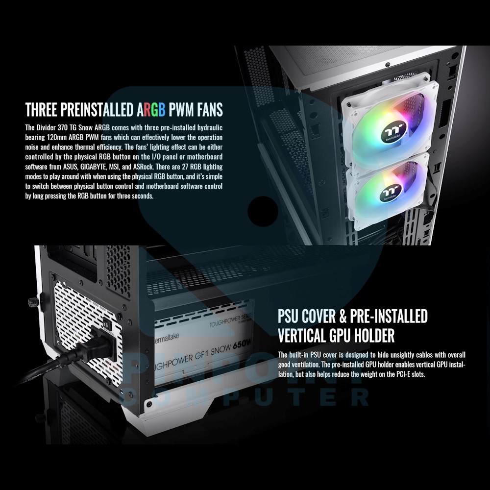 thermaltake divider 370 tg snow argb mid tower chassis 04 thermaltake divider 370 tg snow argb mid tower chassis 04