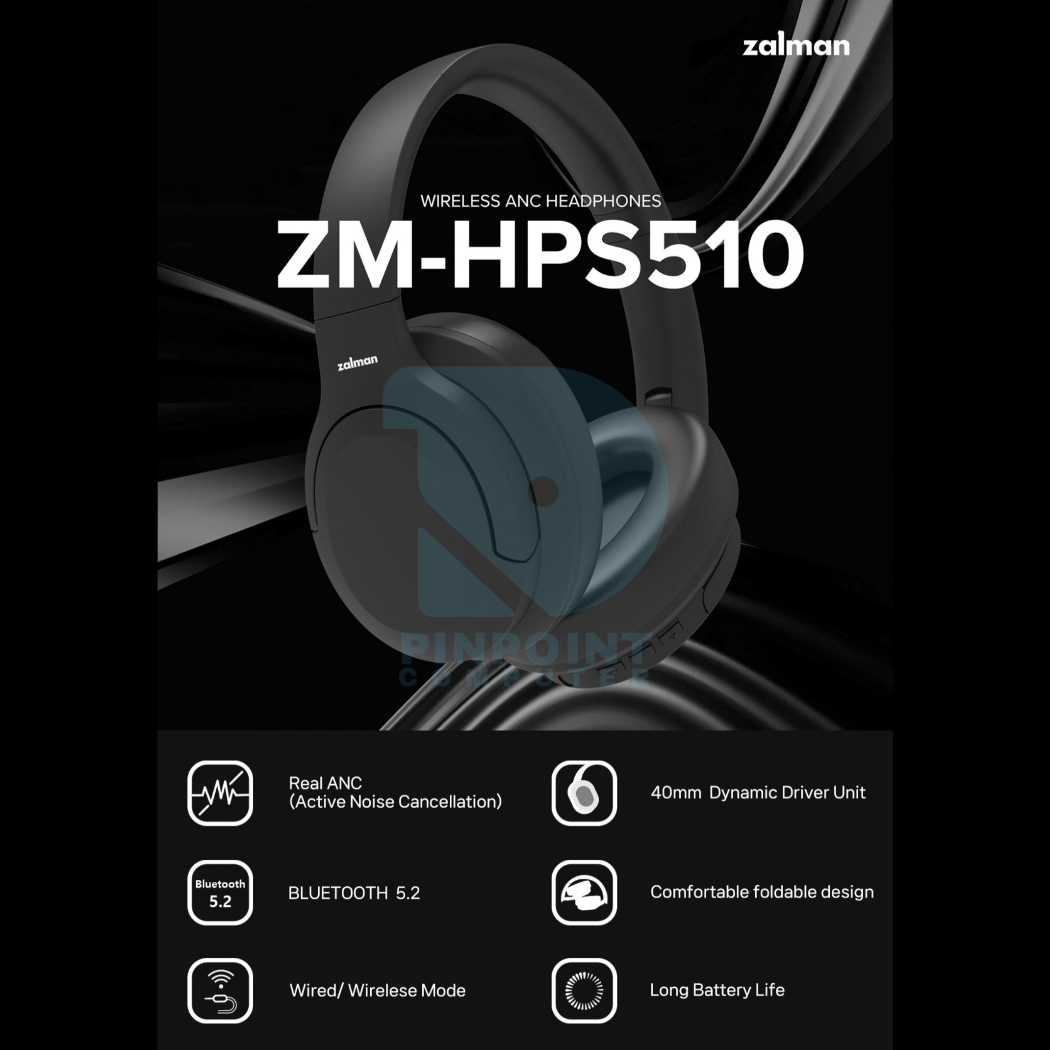 zalman zm hps510 wireless anc headphones zalman zm hps510 wireless anc headphones