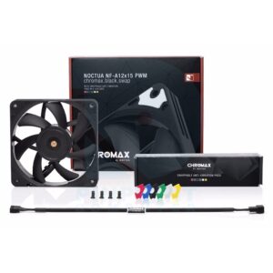 noctua nf a12x15 pwm chromax.black.swap slim 120x15mm premium fan case 01