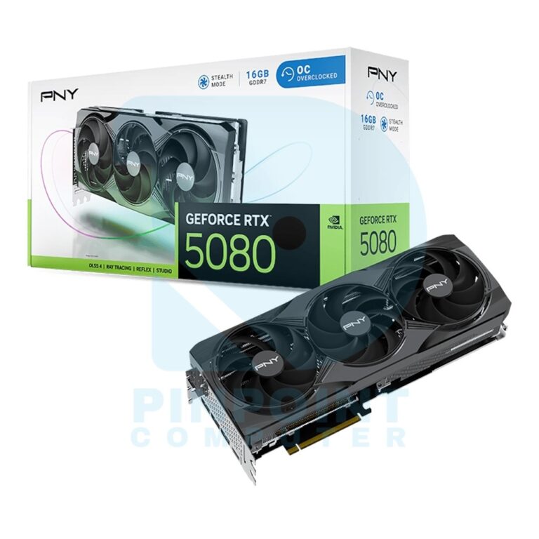 pny geforce rtx 5080 overclocked triple fan gpu 01